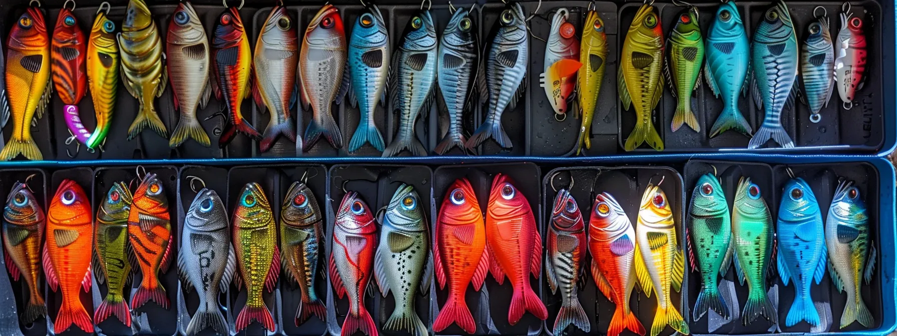 a vibrant array of colorful rapala x rap lures neatly organized in a tackle box, ready for action. a vibrant array of colorful rapala x rap lures neatly organized in a tackle box, ready for action.